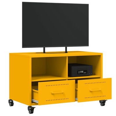 vidaXL TV skříňka hořčicově žlutá 68 x 39 x 43,5 cm ocel