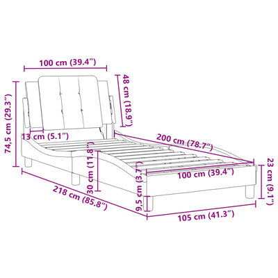 vidaXL Rám postele s LED osvětlením černý 100 x 200 cm umělá kůže