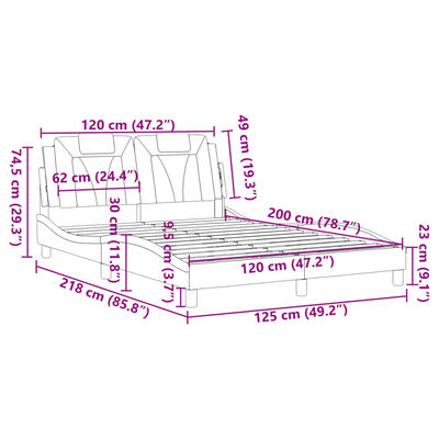 vidaXL Rám postele s čelem hnědý 120x200 cm umělá kůže