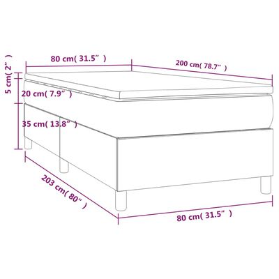 vidaXL Box spring postel s matrací světle šedá 80 x 200 cm samet