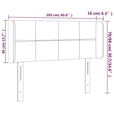 vidaXL Čelo postele typu ušák světle šedé 103x16x78/88 cm samet