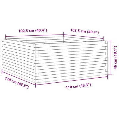 vidaXL Zahradní truhlík 110 x 110 x 46 cm masivní borové dřevo