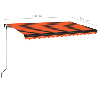 vidaXL Ručně zatahovací markýza 450 x 350 cm oranžovo-hnědá