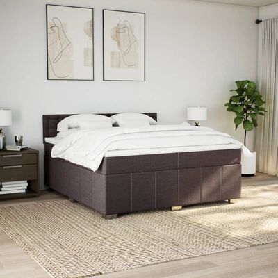 vidaXL Box spring postel s matrací tmavě hnědá 200x200 cm textil