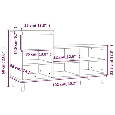 vidaXL Botník dub sonoma 102 x 36 x 60 cm kompozitní dřevo