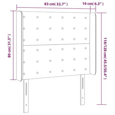 vidaXL Čelo postele s LED černé 83 x 16 x 118/128 cm textil