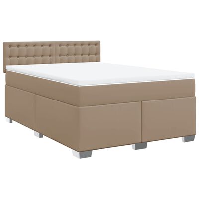 vidaXL Box spring postel s matrací cappuccino 140x200 cm umělá kůže