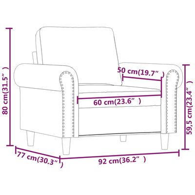 vidaXL Křeslo tmavě šedé 60 cm samet