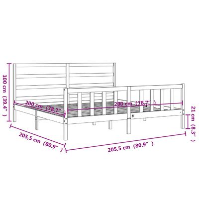 vidaXL Rám postele s čelem medově hnědý 200 x 200 cm masivní dřevo