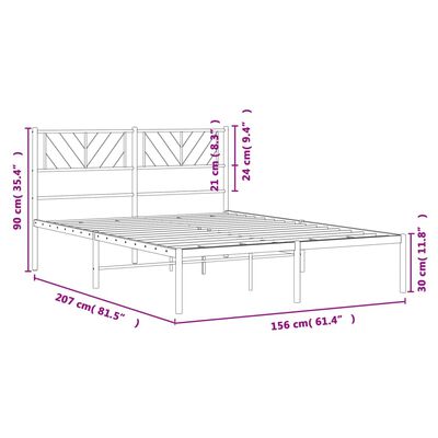 vidaXL Kovový rám postele s čelem černý 150 x 200 cm