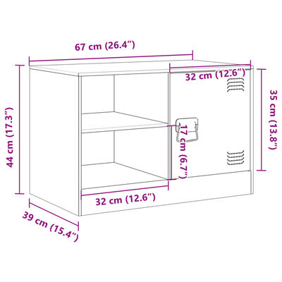 vidaXL TV skříňka hořčicově žlutá 67 x 39 x 44 cm ocel