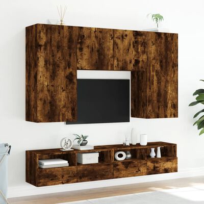 vidaXL Nástěnná TV skříňka kouřový dub 80x30x30 cm kompozitní dřevo