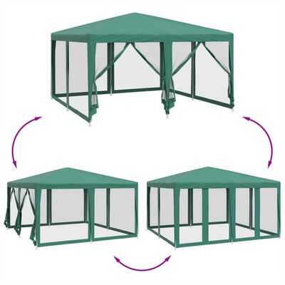 vidaXL Party stan s 8 síťovanými bočnicemi zelený 4 x 4 m HDPE