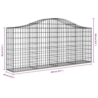 vidaXL Klenuté gabionové koše 40ks 200x30x80/100 cm pozinkované železo