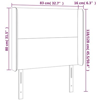 vidaXL Čelo postele s LED černé 83 x 16 x 118/128 cm umělá kůže