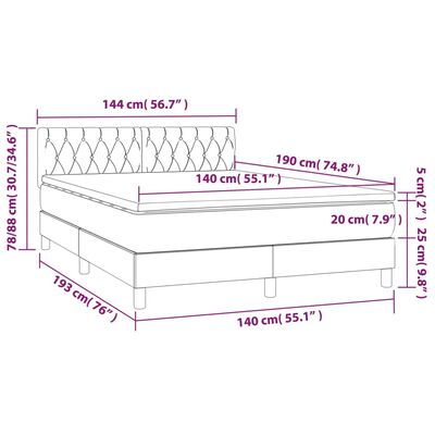 vidaXL Box spring postel s matrací černá 140 x 190 cm textil