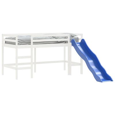 vidaXL Dětská patrová postel se skluzavkou bílá 90x200 cm borové dřevo