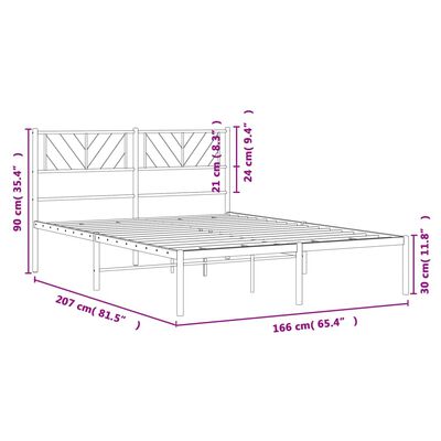 vidaXL Kovový rám postele s čelem bílý 160 x 200 cm