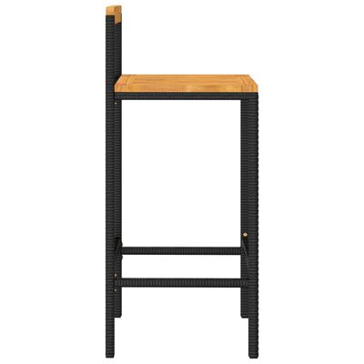 vidaXL Barové stoličky 4 ks černé polyratan a masivní akáciové dřevo