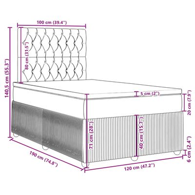 vidaXL Box spring postel s matrací světle šedá 120x190 cm textil