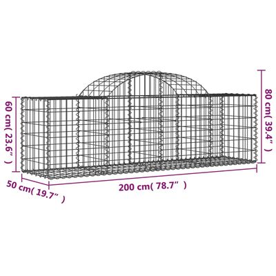 vidaXL Klenuté gabionové koše 10 ks 200x50x60/80 cm pozinkované železo