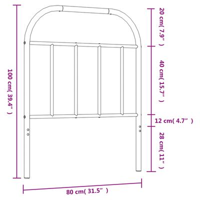 vidaXL Kovové čelo postele černé 75 cm