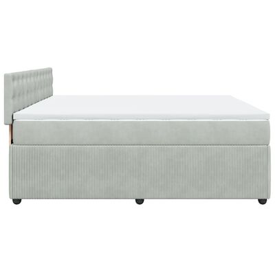 vidaXL Box spring postel s matrací světle šedá 180x200 cm samet