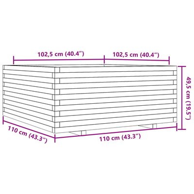 vidaXL Zahradní truhlík 110 x 110 x 49,5 cm impregnované borové dřevo