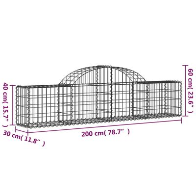 vidaXL Klenuté gabionové koše 25 ks 200x30x40/60 cm pozinkované železo