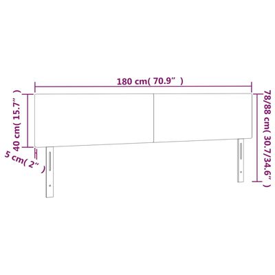 vidaXL Čelo postele s LED světle šedé 180x5x78/88 cm samet