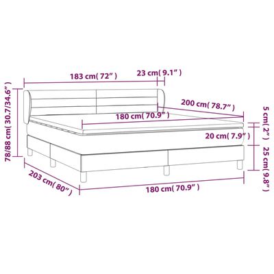 vidaXL Box spring postel s matrací světle šedá 180x200 cm samet