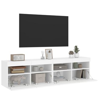 vidaXL Nástěnné TV skříňky s LED osvětlením 2 ks bílé 80 x 30 x 40 cm