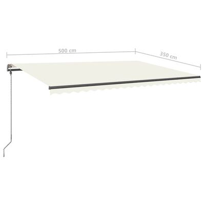 vidaXL Ručně zatahovací markýza s LED světlem 500 x 350 cm krémová