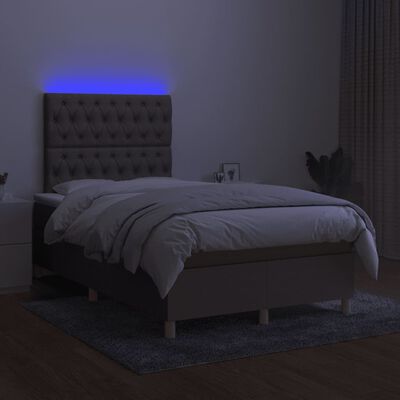 vidaXL Box spring postel s matrací a LED taupe 120x190 cm textil