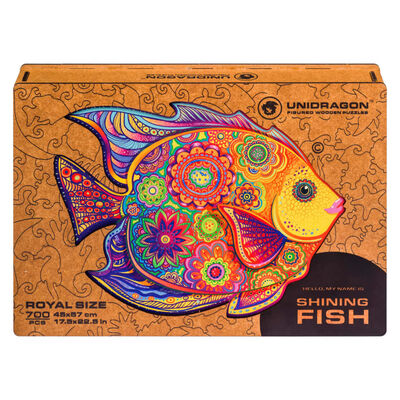 UNIDRAGON 700dílné dřevěné puzzle Shining Fish Royal Size 57 x 45 cm