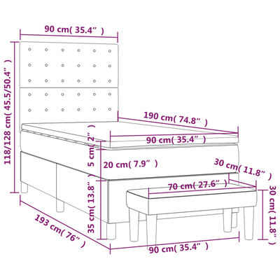 vidaXL Box spring postel s matrací černá 90x190 cm samet