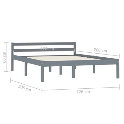 vidaXL Rám postele šedý masivní borovice 120 x 200 cm