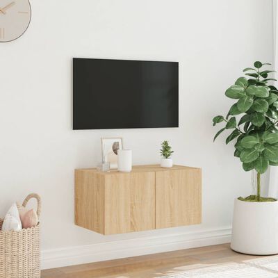 vidaXL Nástěnná TV skříňka s LED osvětlením dub sonoma 60 x 35 x 31 cm