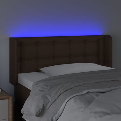 vidaXL Čelo postele s LED hnědé 93 x 16 x 78/88 cm umělá kůže