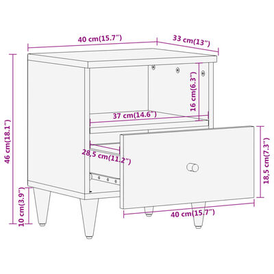 vidaXL Noční stolky 2 ks 40 x 33 x 46 cm masivní mangovníkové dřevo