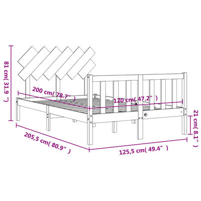 vidaXL Rám postele s čelem 120 x 200 cm masivní dřevo