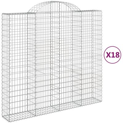 vidaXL Klenuté gabionové koše 18ks 200x50x180/200cm pozinkované železo