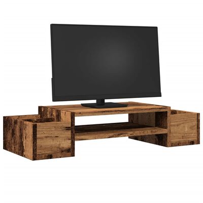 vidaXL Stojan na monitor s úložným prostorem old wood 70x27x15 cm