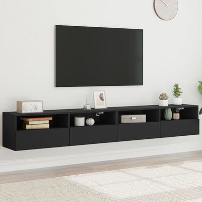 vidaXL Nástěnné TV skříňky 2 ks černé 100x30x30 cm kompozitní dřevo