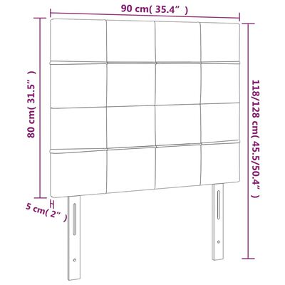 vidaXL Čelo postele s LED světle šedé 90x5x118/128 cm samet