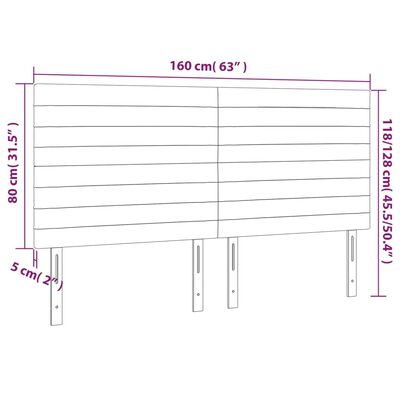 vidaXL Čelo postele s LED tmavě šedé 160x5x118/128 cm textil