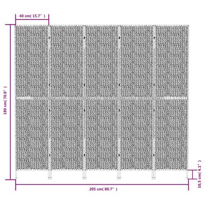 vidaXL Paraván 5panelový hnědý 205 x 180 cm vodní hyacint