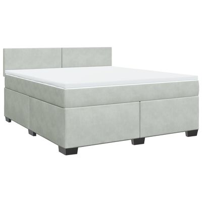 vidaXL Box spring postel s matrací světle šedá 180x200 cm samet