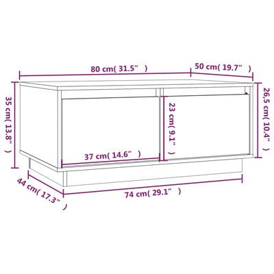 vidaXL Konferenční stolek medově hnědý 80x50x35 cm masivní borovice