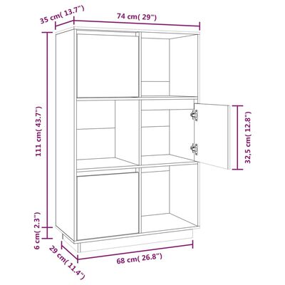 vidaXL Komoda 74 x 35 x 117 cm masivní borové dřevo